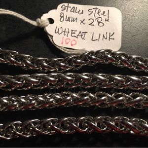 Mens 8mm x 28” stainless steel rope link chain
